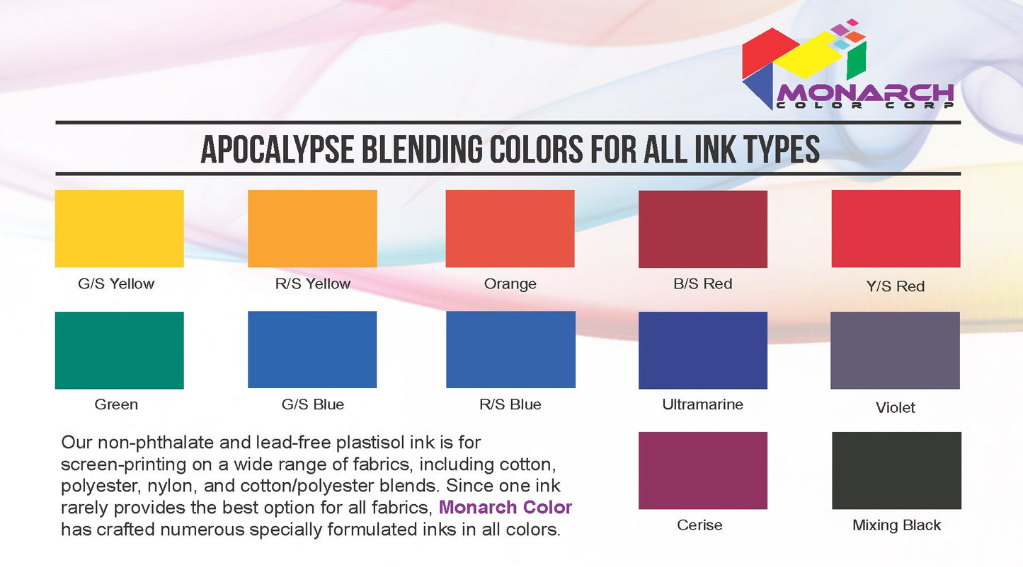 Monarch Apocalypse LB Colors Plastisol Screen Printing Inks Low Temp Poly/Poly Blend Blending Mixing System MX6-0105 MX Violet